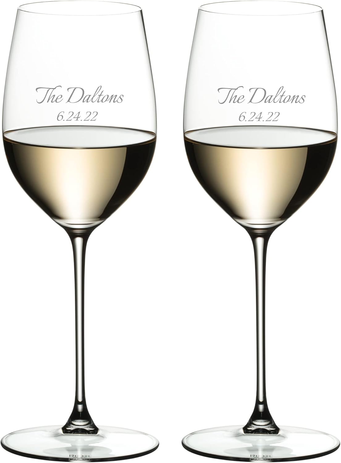 Riedel Veritas ViognierChardonnay – Juego de 2 copas de vino de cristal grabadas personalizadas de 13.05 onzas para Chardonnay, Pinot Grigio,