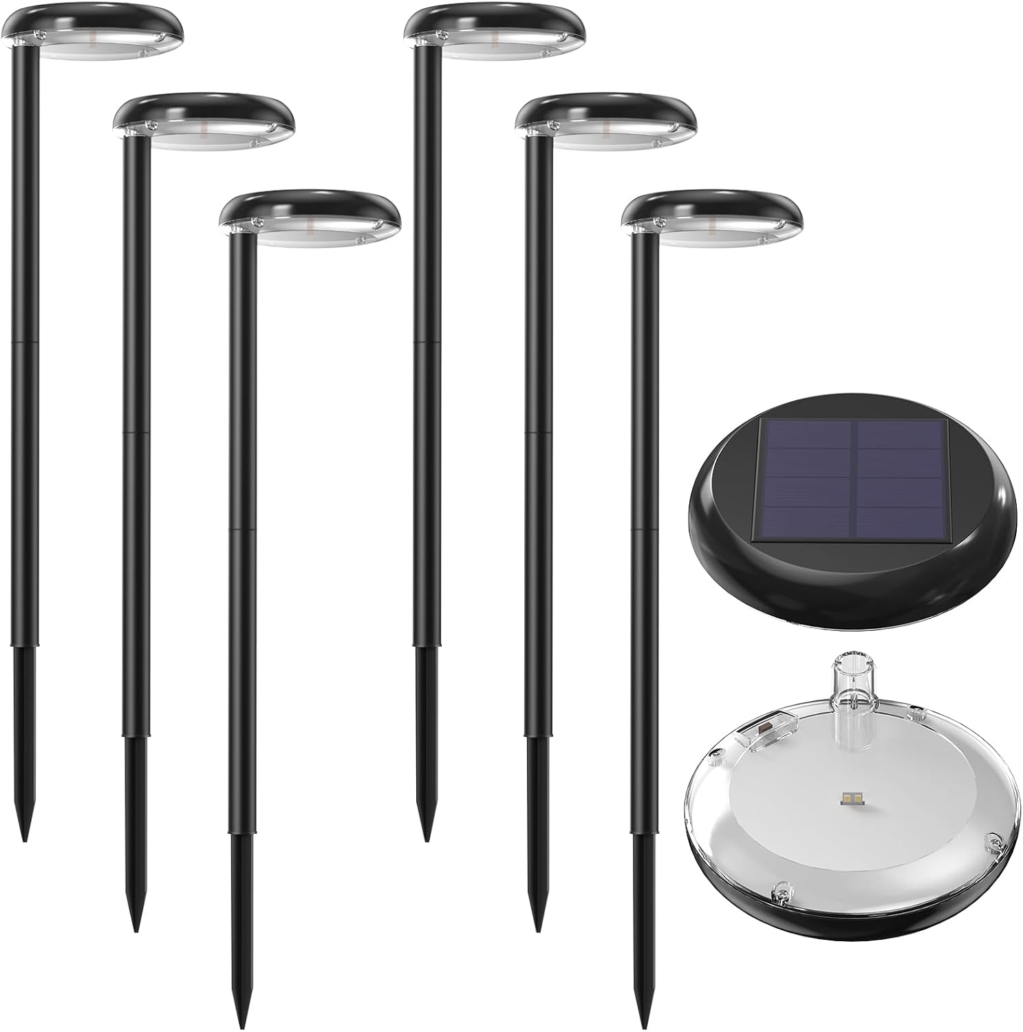 Luces solares para camino superbrillantes de 300 lúmenes con 2 en 1 blanco cálido y color de luz diurna, luces solares para camino, acera, entrada,