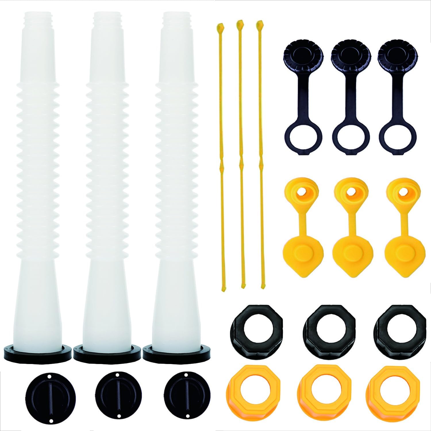 Kit de repuesto para boquilla de gasolina con boquilla de vertido flexible, tapas de cuello de rosca gruesa y fina, compatible con Midwest Gott