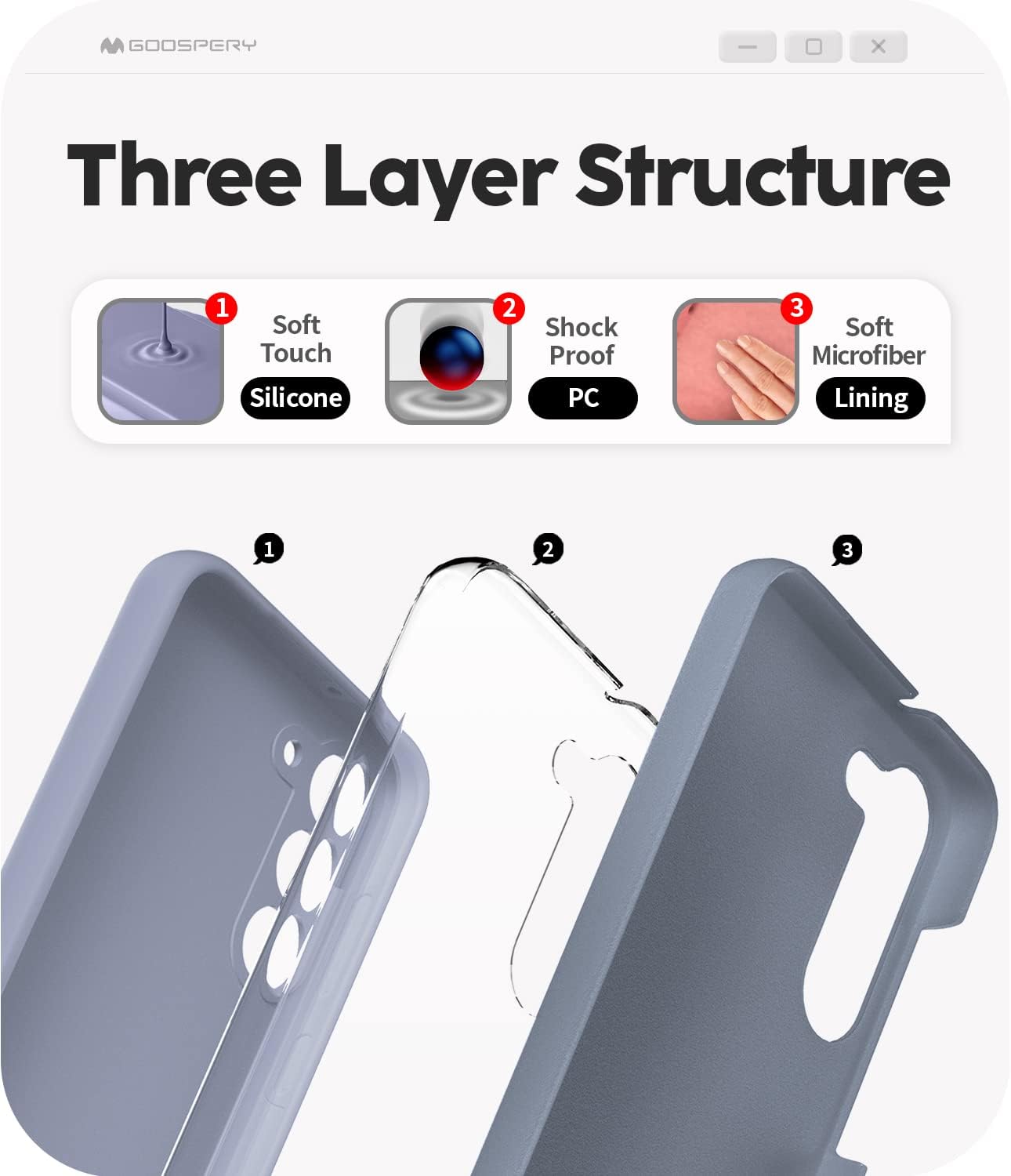 GOOSPERY Funda de silicona líquida diseñada para Galaxy S23 Plus, sedosa, suave al tacto, protección de cuerpo completo, a prueba de golpes, con