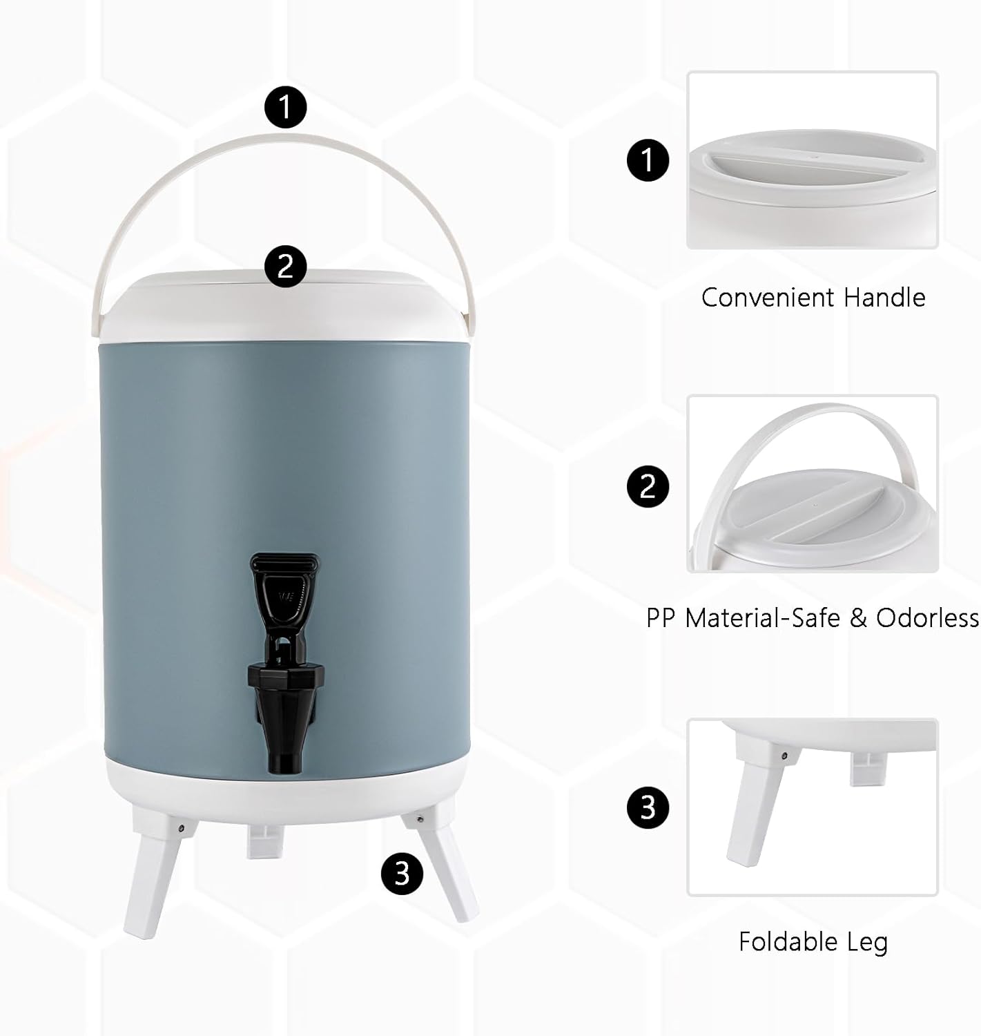 Dispensador de bebidas aislado de acero inoxidable de 1.9 galones, dispensador de bebidas para fiestas, dispensador portátil de bebidas heladas,