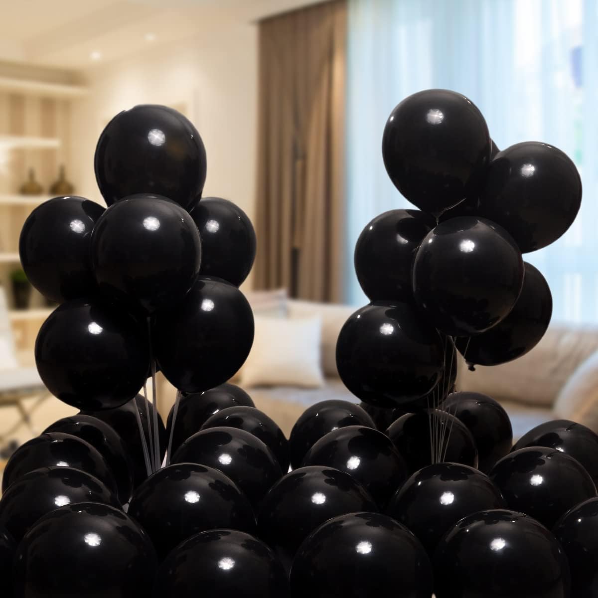 Paquete de 300 globos negros, globos de látex negros de 12 pulgadas, globos negros a granel para varias decoraciones de fiesta, guirnalda de globos