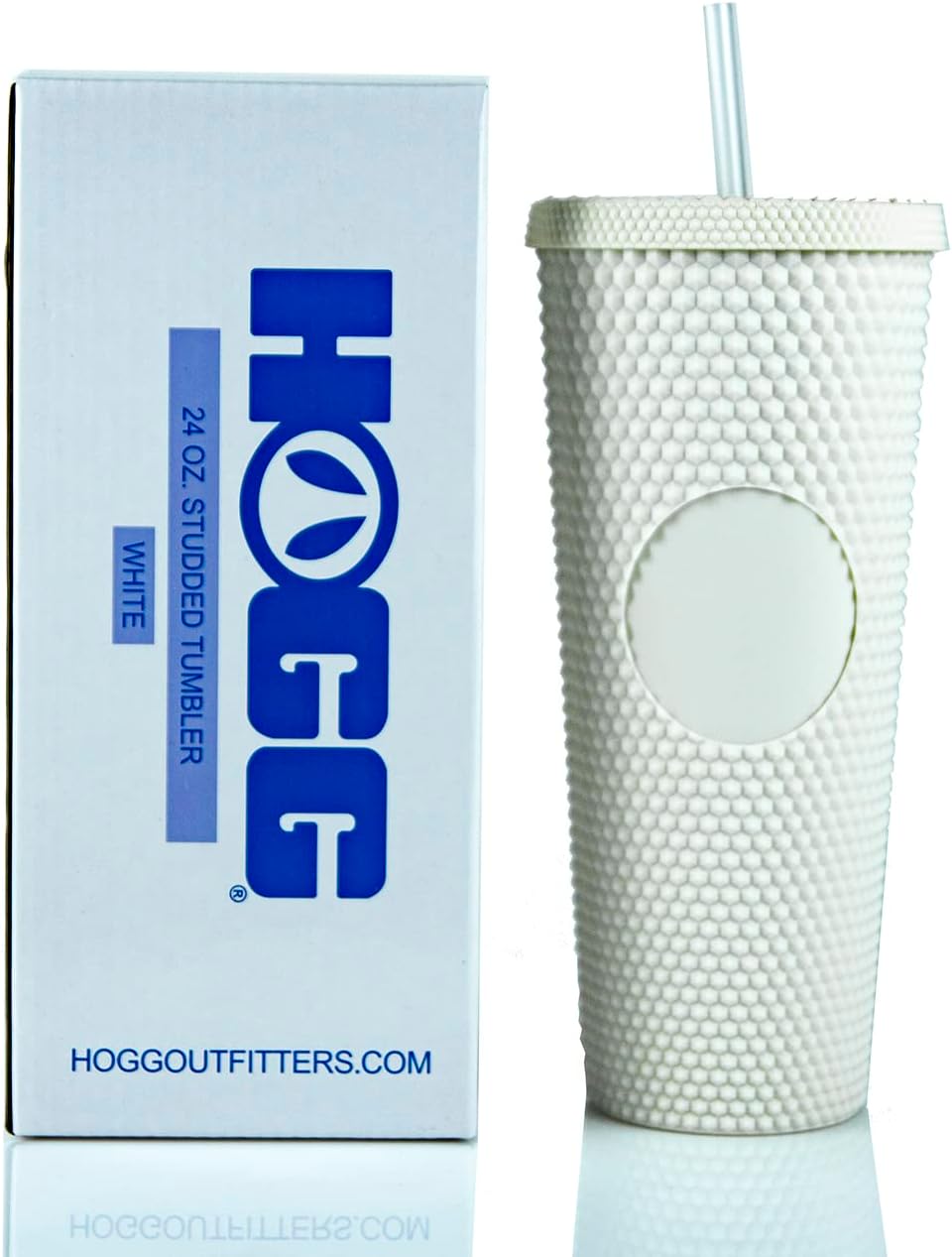 Hogg Vaso de 24 onzas con tapa y pajita, para bricolaje, personalizable con brillo o purpurina, vaso Venti texturizado reutilizable, aislamiento de