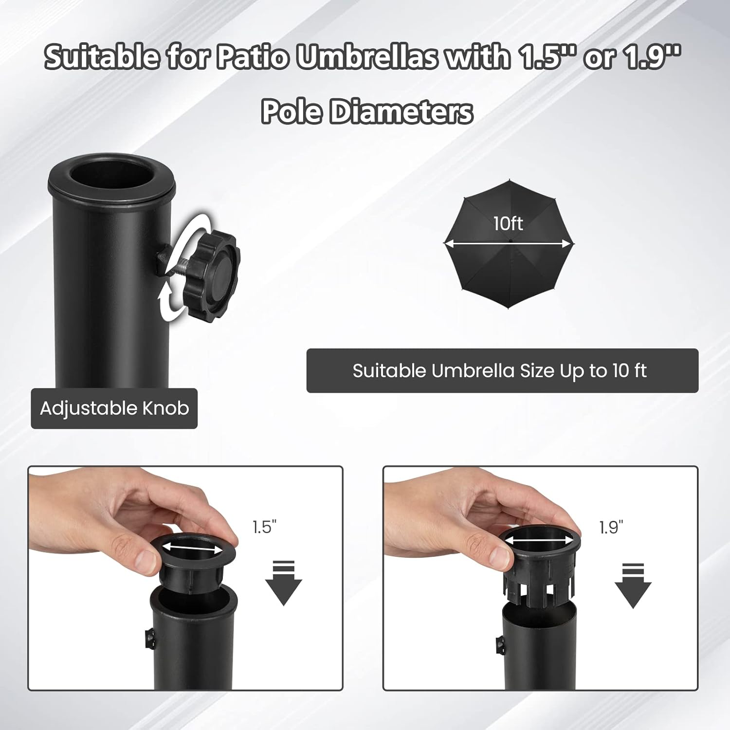 Giantex Base de paraguas con ruedas, soporte de paraguas resistente de 52 libras con 4 ruedas bloqueables y 2 asas para postes de 1.5 a 1.9