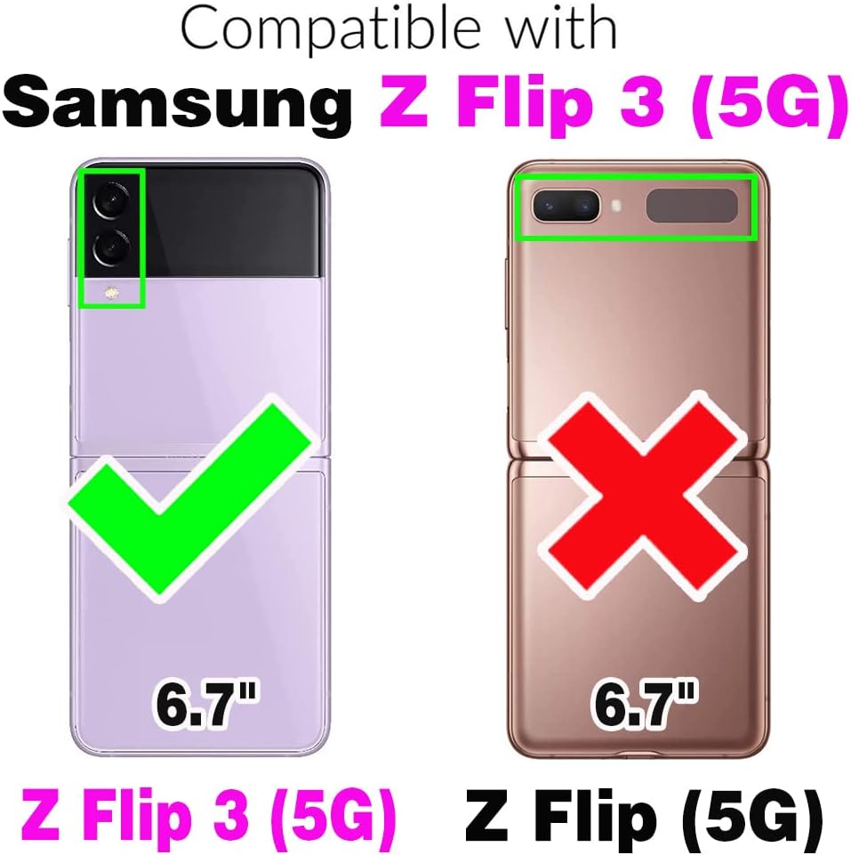 Asuwish Compatible con Samsung Galaxy Z Flip 3 5G 2021 – Funda tipo cartera y ranura para tarjetas, anillo con cierre magnético, a prueba de golpes,