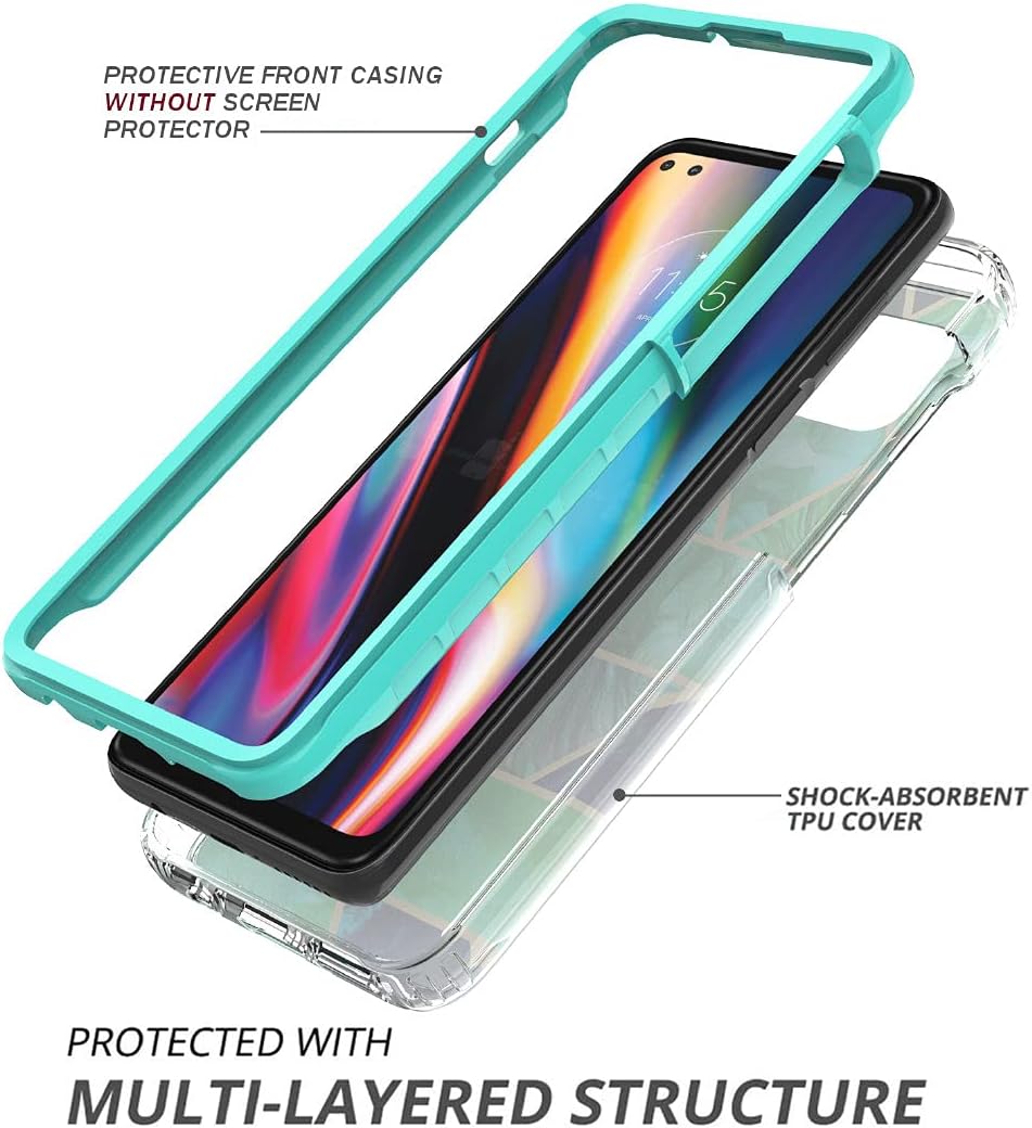 Jeylly Funda para Moto One 5GMoto One 5G UWMoto G 5G Plus 6.7 pulgadas, doble capa resistente silicona suave parachoques duro PC mármol elegante