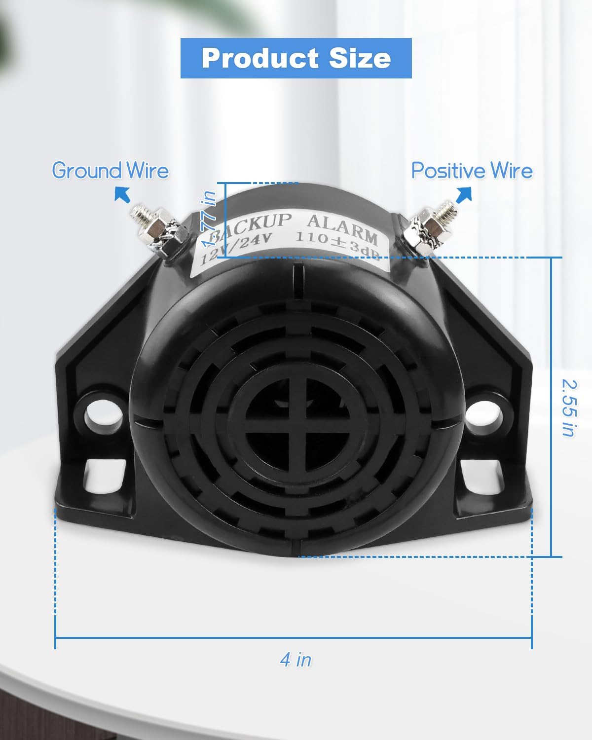 ANODZU Alarma de respaldo de 12 V-24 V 110 3 DB fuerte impermeable para semi camiones, furgonetas, automóviles, motocicletas, vehículos,