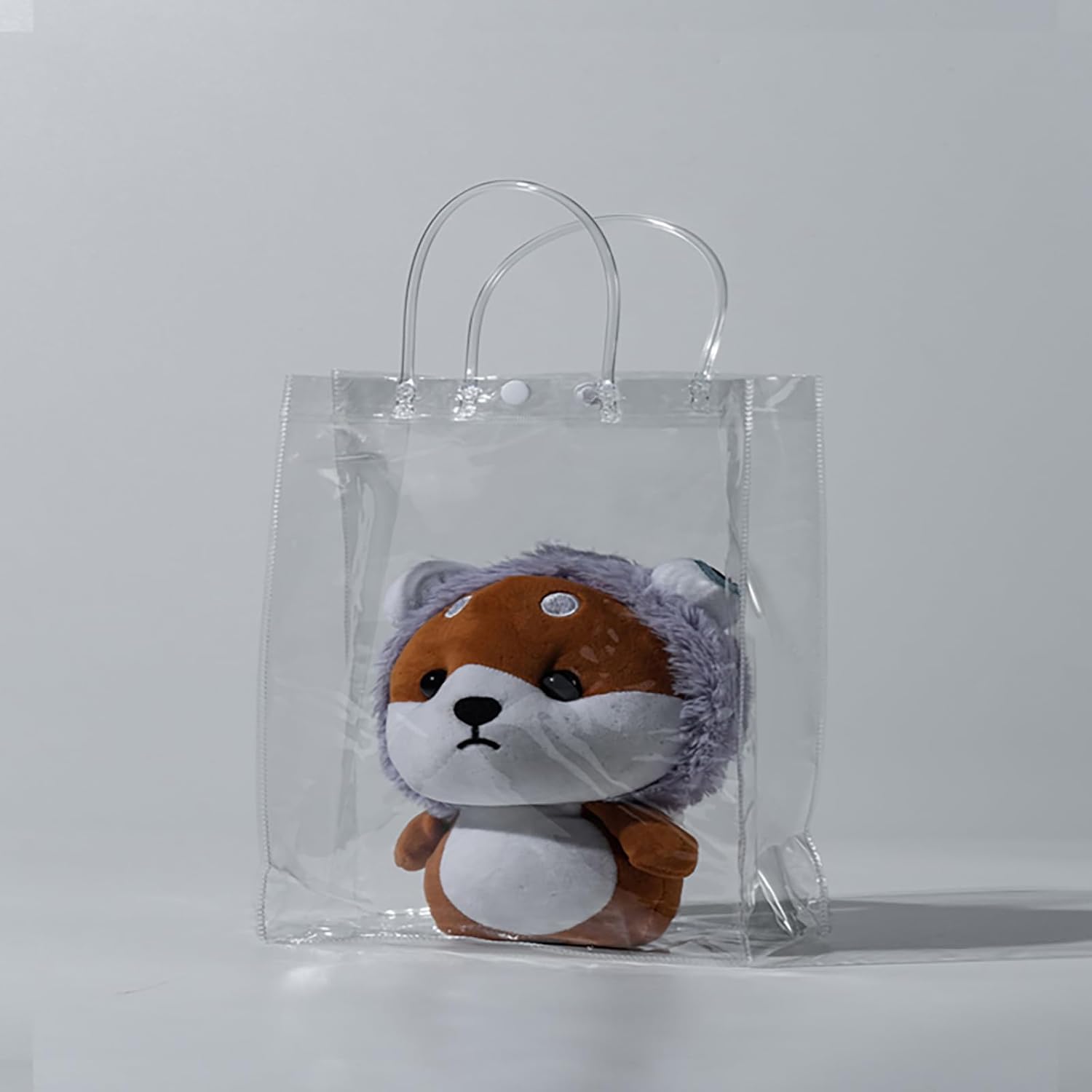 OfficeCastle Paquete de 10 bolsas de regalo medianas transparentes, 8 x 3.1 x 8 pulgadas, bolsas transparentes con asas, bolsas de compras