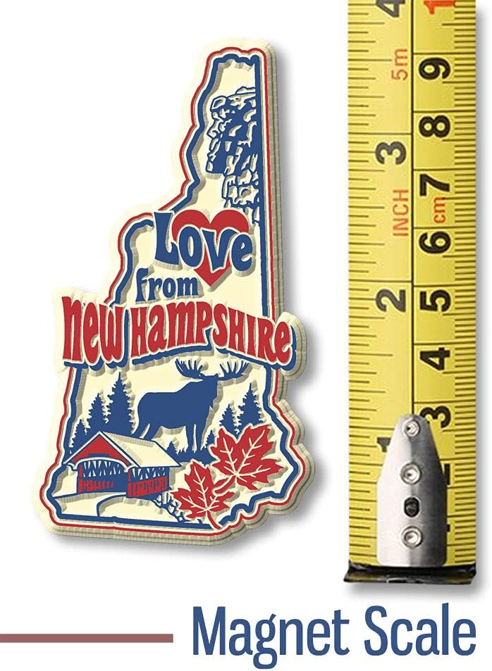 Imán vintage de Love from New Hampshire de Classic Magnets, recuerdos coleccionables fabricados en los Estados Unidos, 2 x 3.5 pulgadas