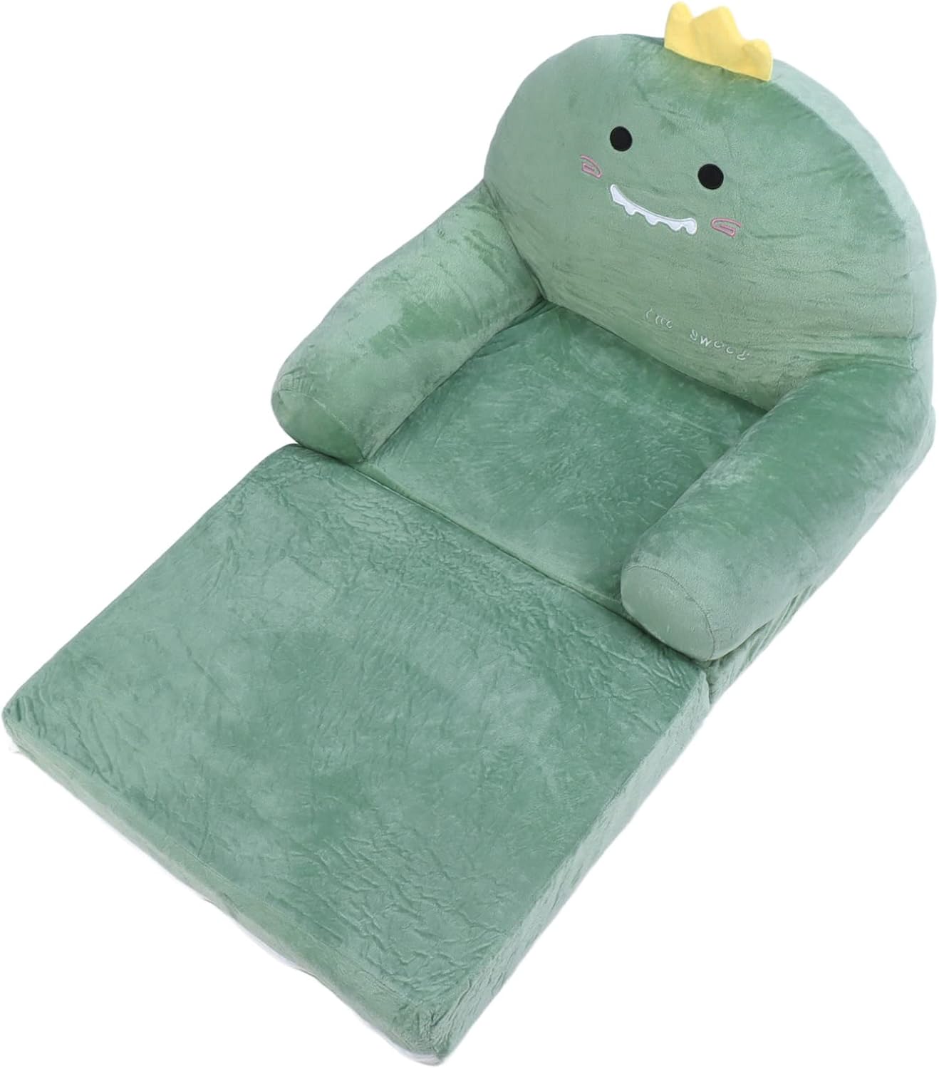 Sofá para niños, cómodo al tacto, sofá plegable de dinosaurio para niños, extra suave de 2 asientos, 2 en 1, silla abierta o cama plegable, tumbona
