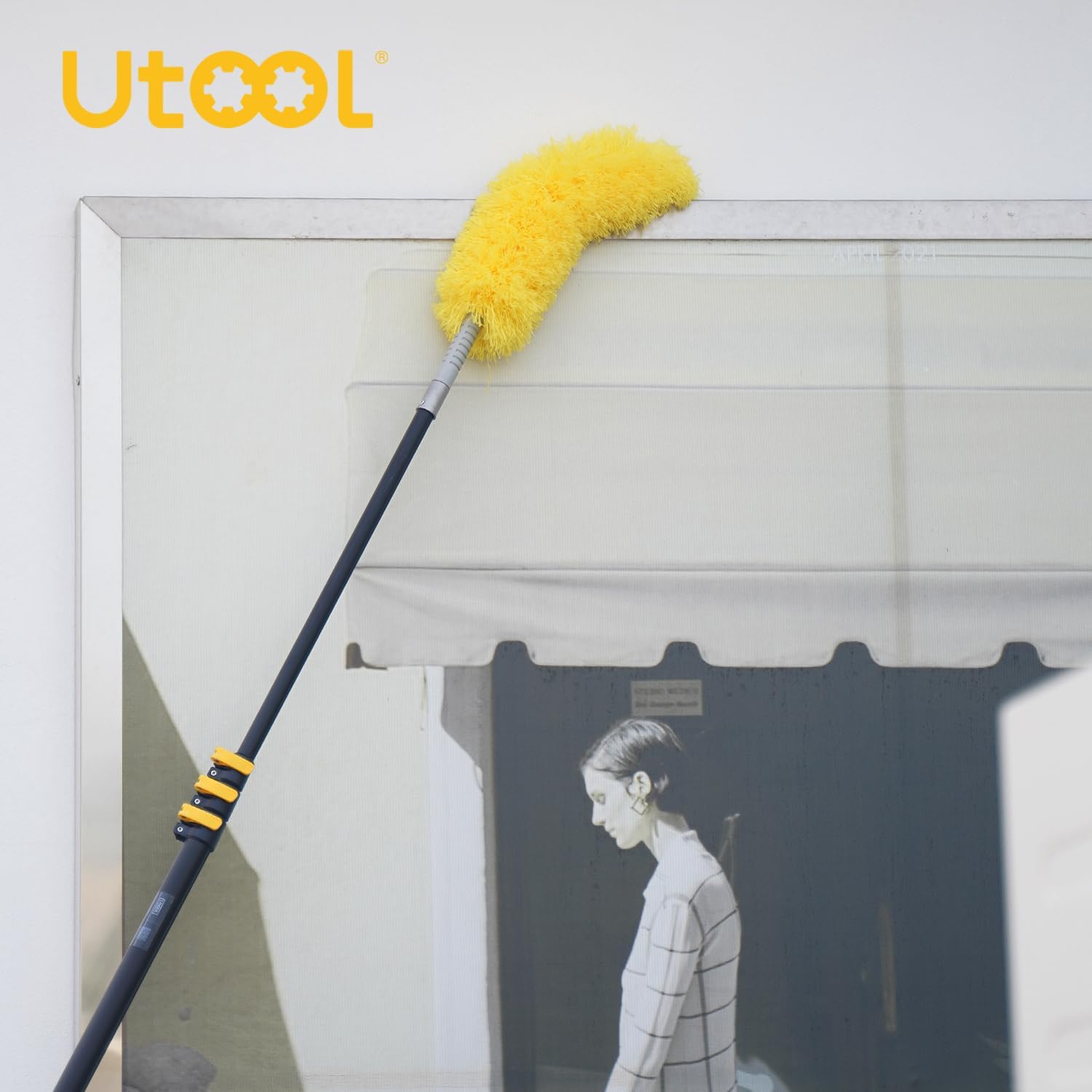UTOOL Poste de extensión telescópico de 12 pies para pintura, limpieza de automóviles, lavado de ventanas, polvo de ventilador de techo, poste