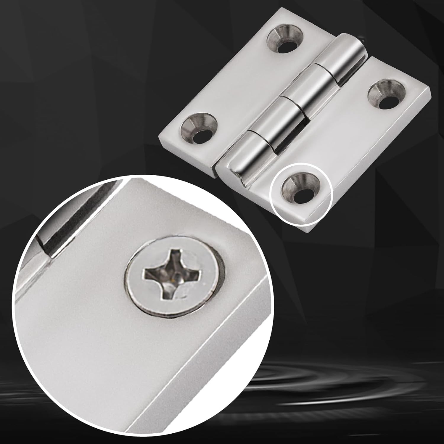 Laorde Bisagras de acero inoxidable 316, grado marino, 1.5 x 1.5 pulgadas, bisagras de escotilla de barco resistentes (1.575 in x 1.575 in), paquete