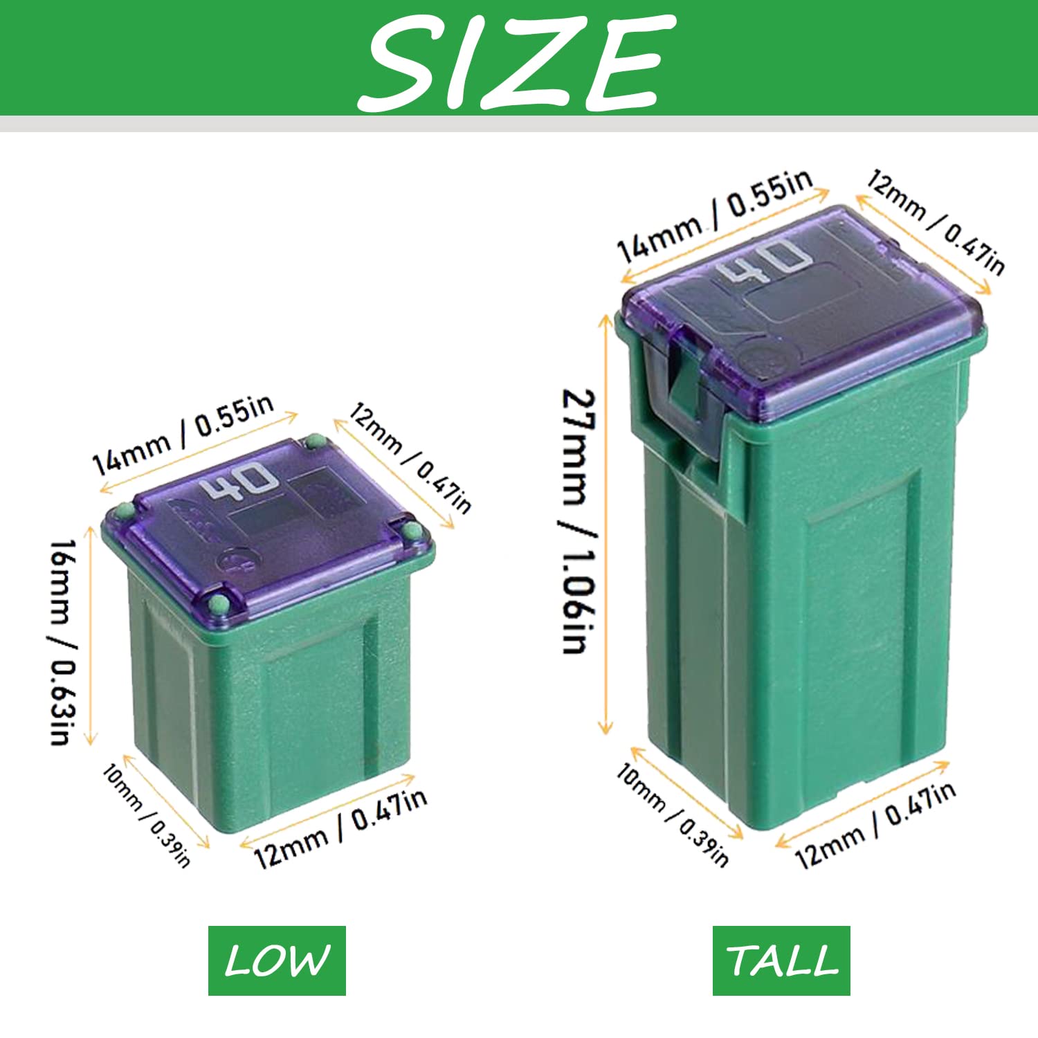 10 fusibles de bloque Jcase para camiones y SUV (20A30A40A50A60A, 2 piezas cada uno)