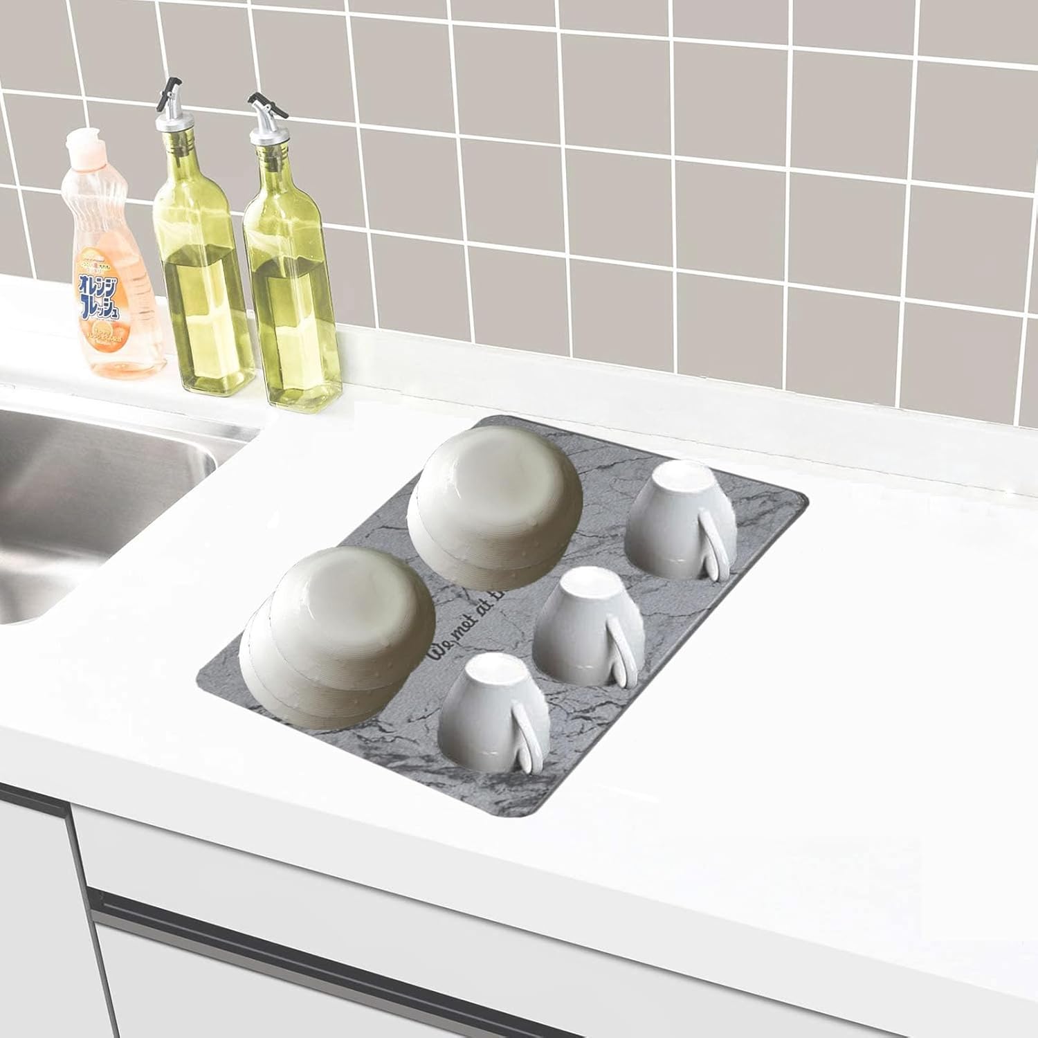 Tapete de secado de platos, almohadilla absorbente de secado de platos de secado de platos de secado de secado rápido para encimera de cocina,