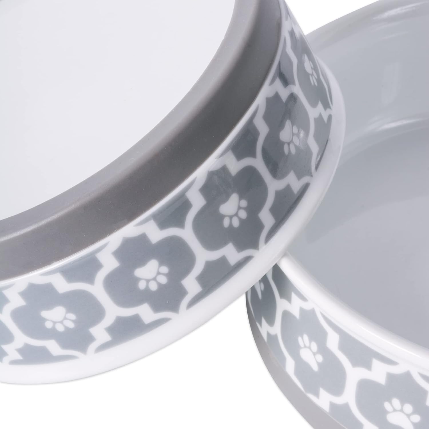 Recipiente y tazón para mascotas Bone Dry Lattice Collection, juego pequeño, 4.25×2 pulgadas, gris, 2 unidades