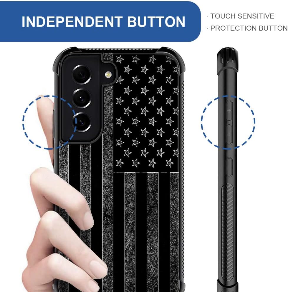 ZHEGAILIAN Funda compatible con Samsung Galaxy S21F, diseño gráfico de bandera estadounidense en blanco y negro, acrílico, a prueba de golpes,