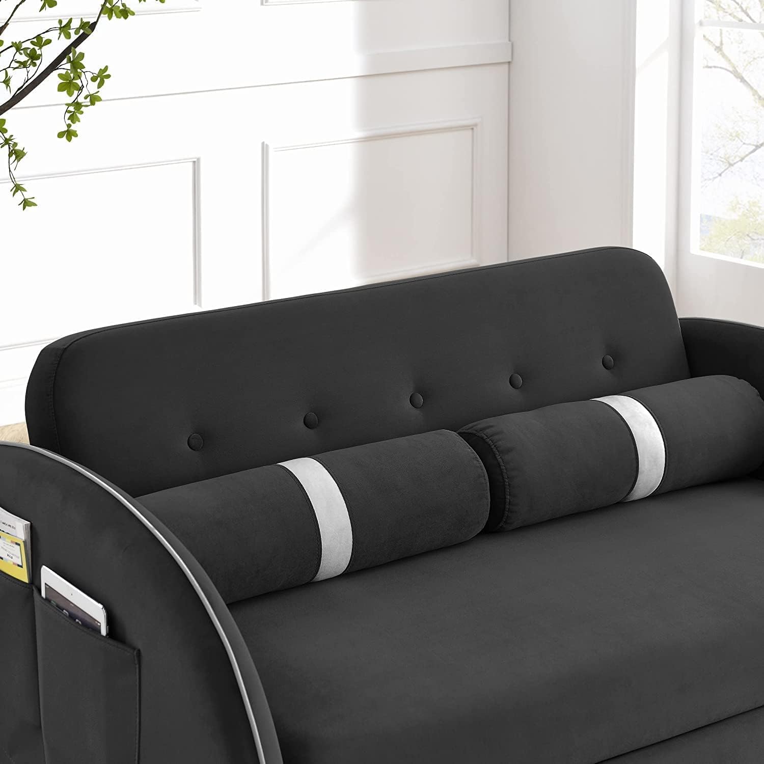 Sofá biplaza convertible 3 en 1 con cama extraíble y respaldo ajustable, sillón reclinable plegable multifuncional, sillón reclinable y tapizado,