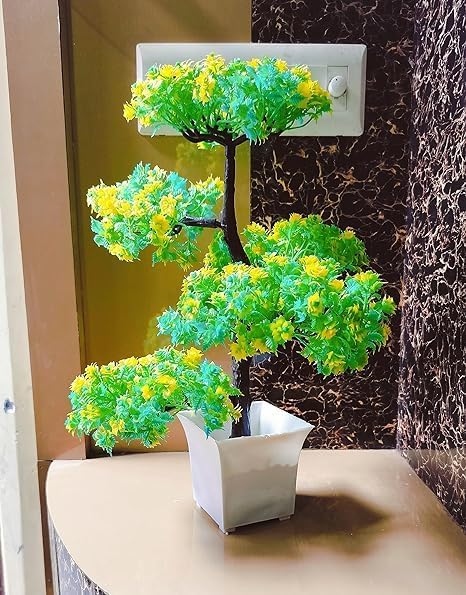 Artificial Bonsai Tree, Artifical Bonsai Plant for Home Decor Indoor Plants Tree Big Size with Pot (Blue & Yellow Mixed)