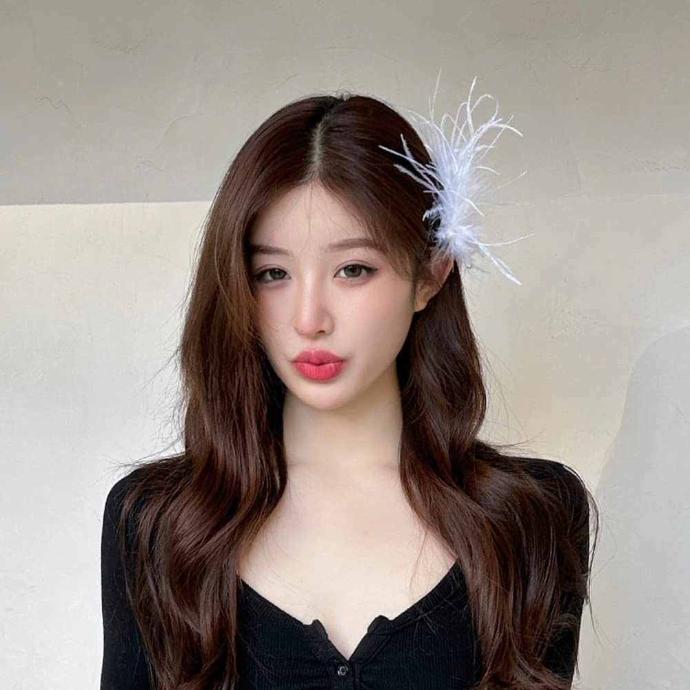 4 pinzas para el pelo con plumas de avestruz, estilo retro, vintage, elegante, de lujo, para novia, fiesta, festival, boda, accesorios de joyería