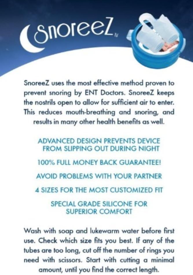 SnoreeZ(TM) Ayuda para dormir antironquidos de alta calidad, solución para evitar ronquidos, dispositivo antironquidos instantáneo