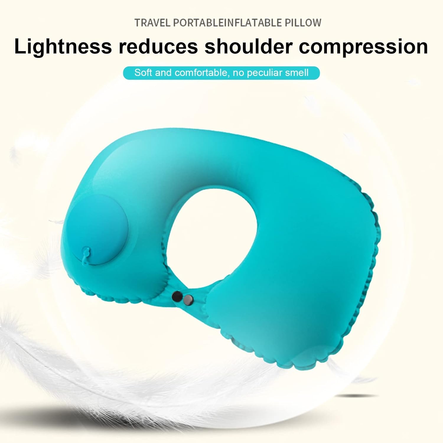 Almohadas inflables de viaje para aviones, almohada inflable impermeable para el cuello, almohadas de viaje ligeras en forma de U con broche para
