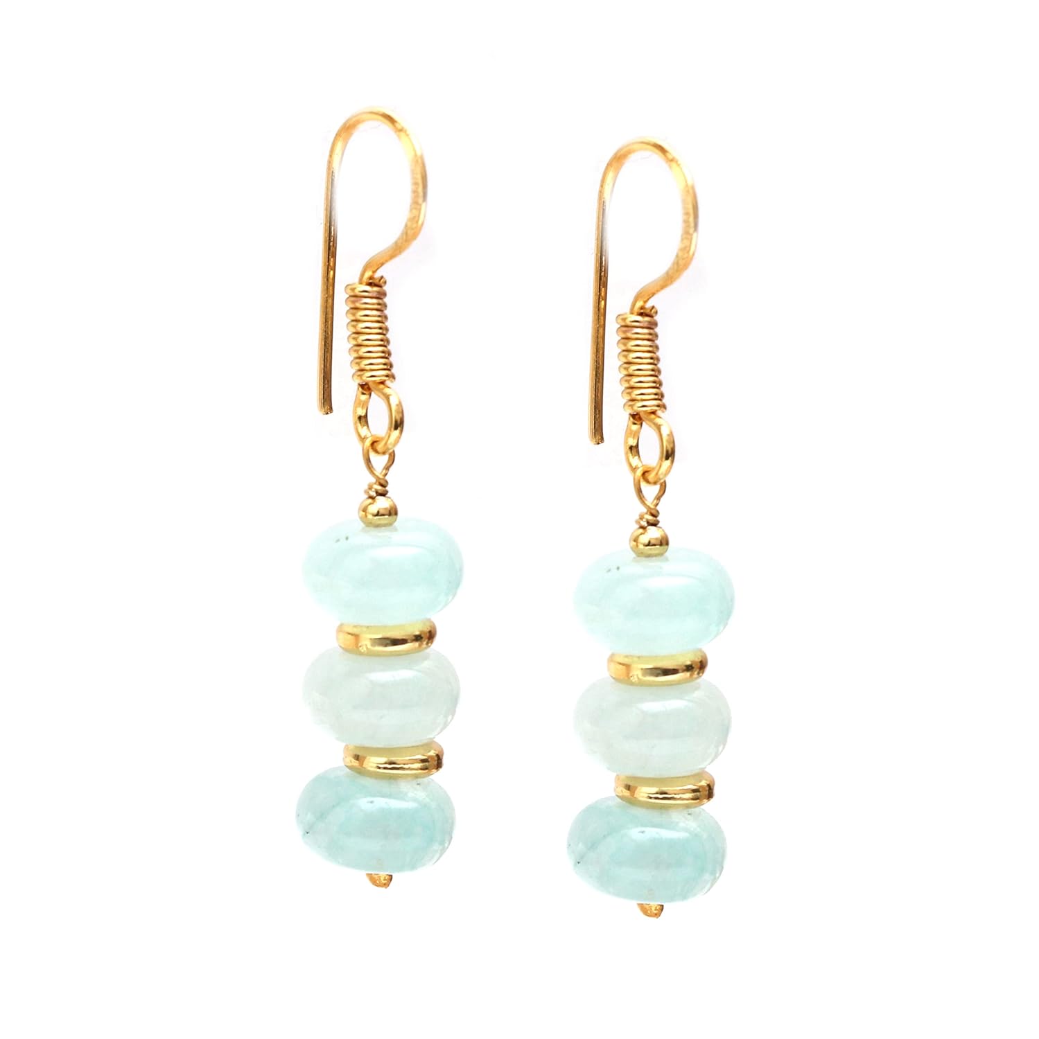 Gempires Mother’s Day Gift Natural Aqua Chalcedony in 14k Yellow Gold Plated Drop Dangle Earring For Women – Healing Gemstone Jewelry for Women