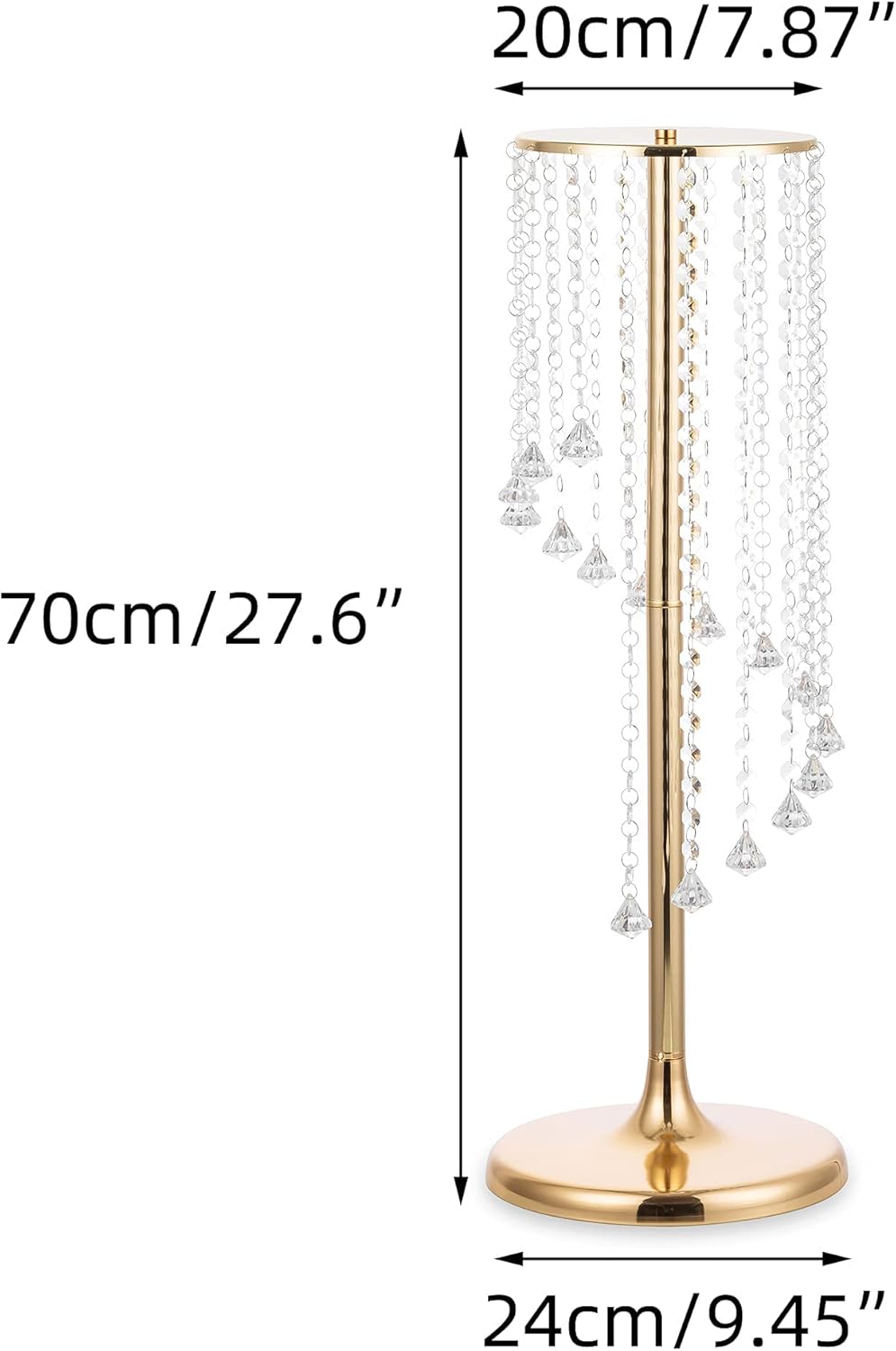 Nuptio 2 centros de mesa de boda de 27.6 pulgadas de alto, jarrones dorados, jarrón de flores de cristal, soporte de flores de metal para decoración