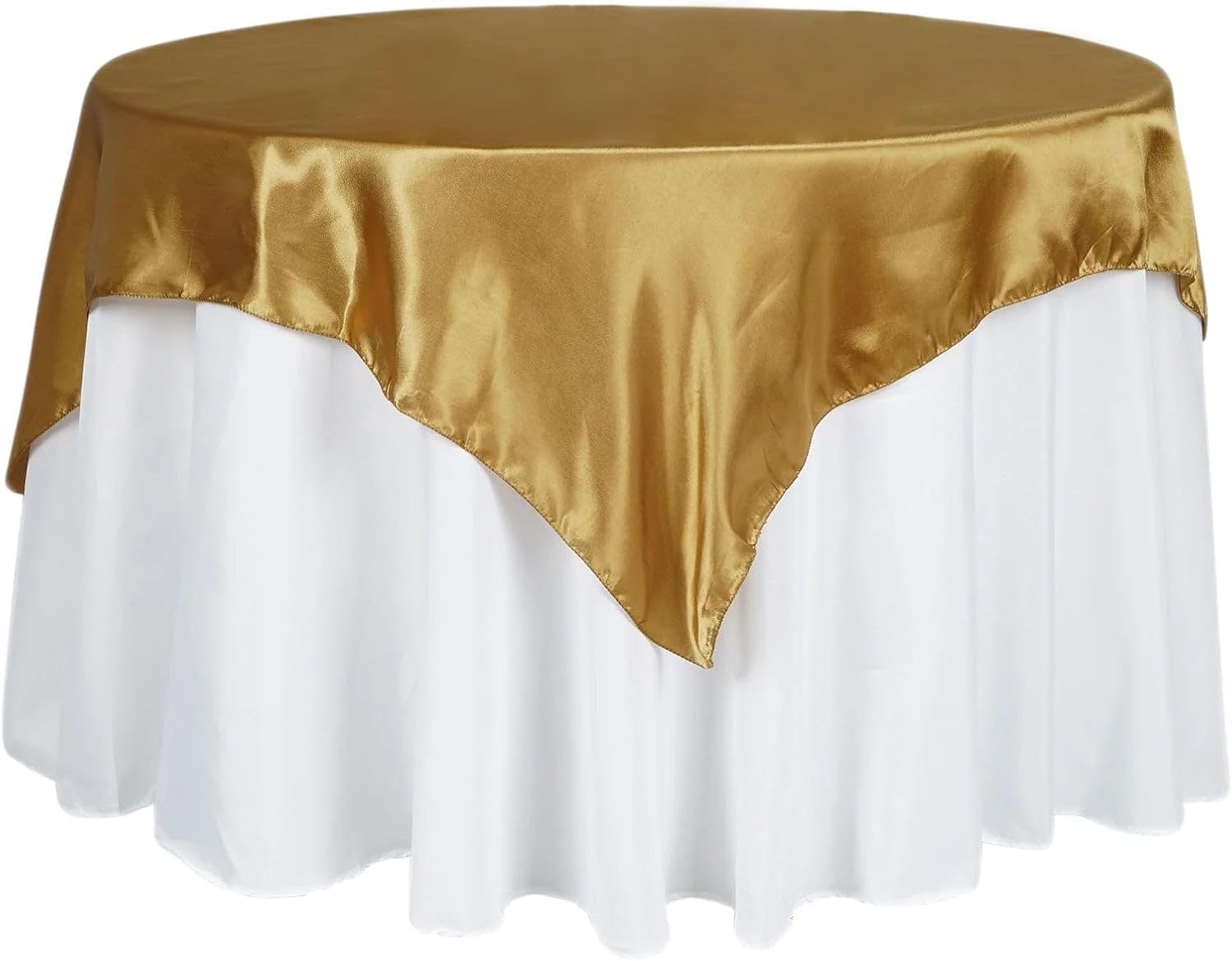 Efavormart – Paquete de 5 manteles cuadrados de satén de 60 pulgadas para decoración de mesa de bodas, catering, fiestas, manteles cuadrados dorados