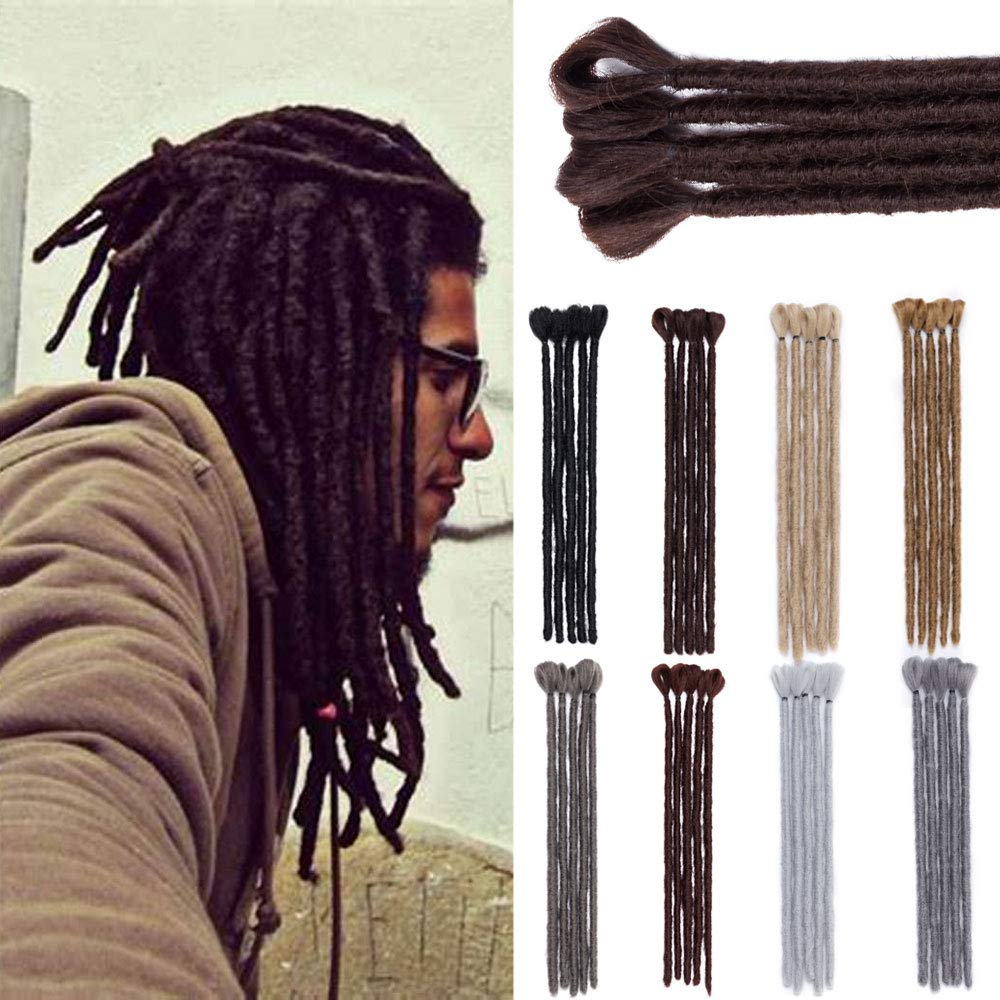 Extensiones de rastas cortas de 12 pulgadas, 5 hebras, suaves hechas a mano, rastas de ganchillo para hombres, reggae hip-pop, marrón oscuro