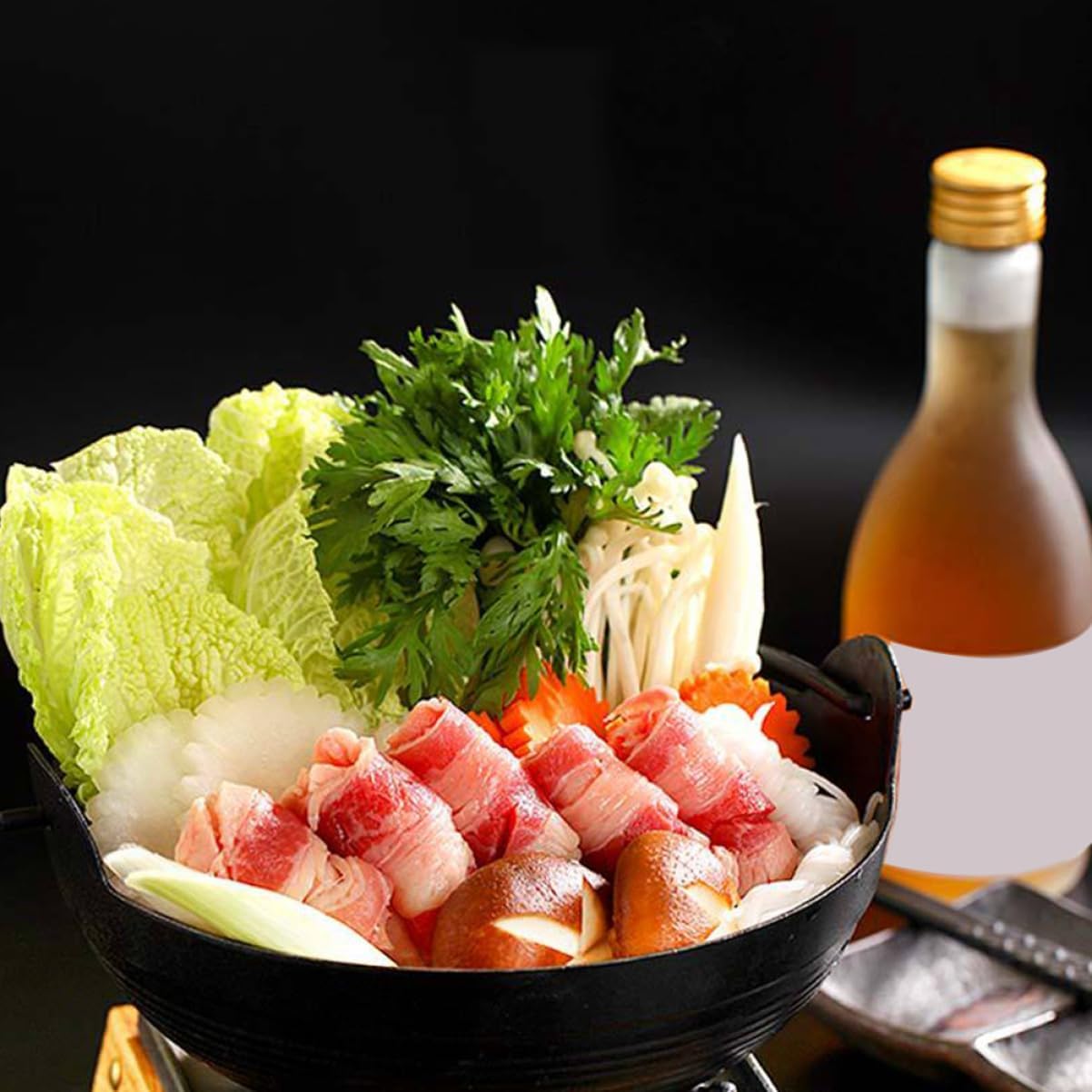 Sukiyaki olla de hierro fundido para salsa de mandarina, mini sartén de hierro fundido, caldero donabe, olla de cocina japonesa yin yang olla
