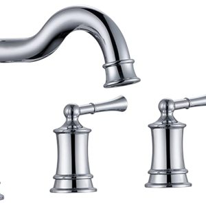 Juego de grifo de bañera romano con ducha de mano, relleno de bañera de 5 agujeros para montaje en cubierta con desviador, válvula de 3 manijas de Juego de grifo de bañera romano con ducha de mano, relleno de bañera de 5 agujeros para montaje en cubierta con desviador, válvula de 3 manijas de