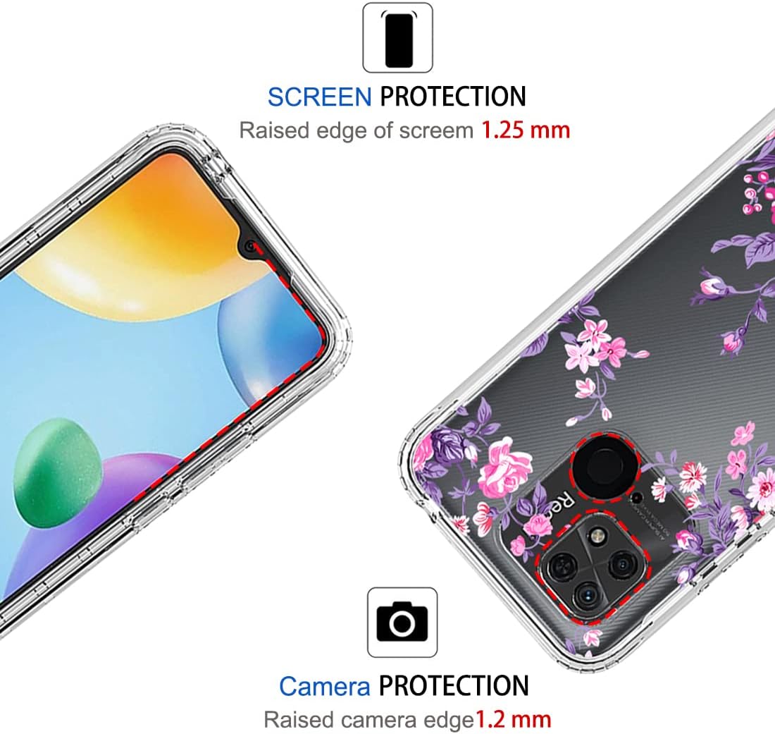 Funda para Redmi 10C 220333QBI con protector de pantalla de vidrio templado, suave 360 cuerpo completo a prueba de golpes híbrido parachoques