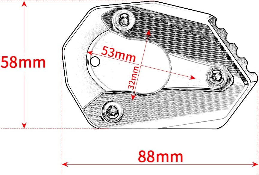 Mokiton Placa de soporte de extensión de soporte lateral para motocicleta compatible con Kawasaki Z900 2017-2023  Soporte de almohadilla de pie Z