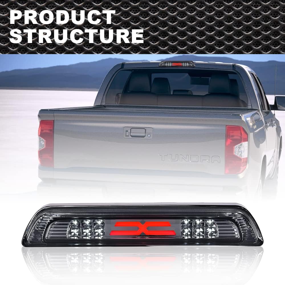 Luces de freno tipo X compatibles con Toyota Tundra 2007 2008 2009 2010 2011 2012 2013 2014 2015 2016 2017 2018 Toyota Tundra trasera 3 tercera