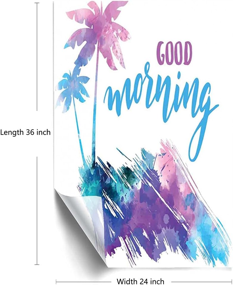 Película decorativa para ventana con texto en inglés “Saying Window”, decoración del hogar, palmeras tropicales hawaianas, diseño de acuarela y