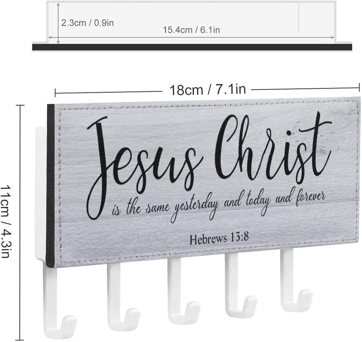 Jesucristo es el mismo ayer – Soporte para llaves de montaje en pared, con cita cristiana, organizador de llaves autoadhesivo, decoración retro del