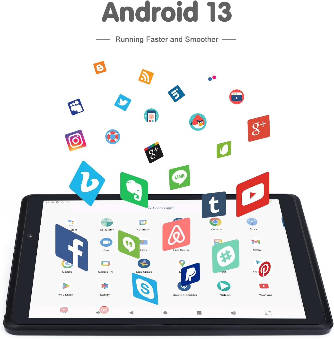 C idea Tableta de 8 pulgadas con Android 13, tablet PC juvenil con pantalla de luz azul, WiFi cámara dual 32 GB+1 TB expandida HD IPS protección