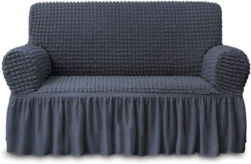 NICEEC – Funda de sofá biplaza, 1 pieza, fácil de ajustar, universal, alta elasticidad, duradera, protector de muebles con faldón, estilo campestre