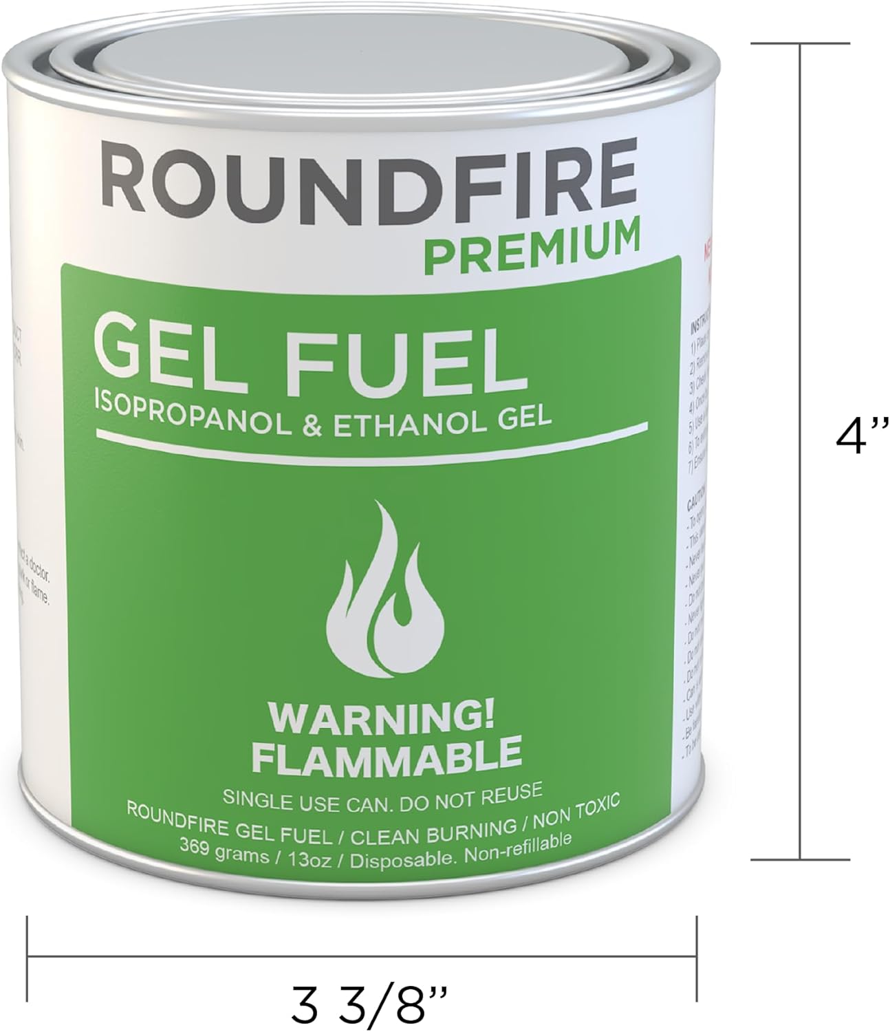 ROUNDFIRE Paquete de 6 latas de combustible de gel para cuenco de fuego, chimenea, fuego de gel, cuencos de fuego de mesa, calentamiento, interior y