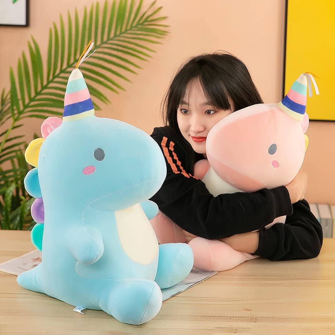 Lindo animal de peluche de dinosaurio de 11.8 pulgadas, peluche de dinosaurio suave para niños, regalos para niños y niñas (azul, 11.8 pulgadas11.8