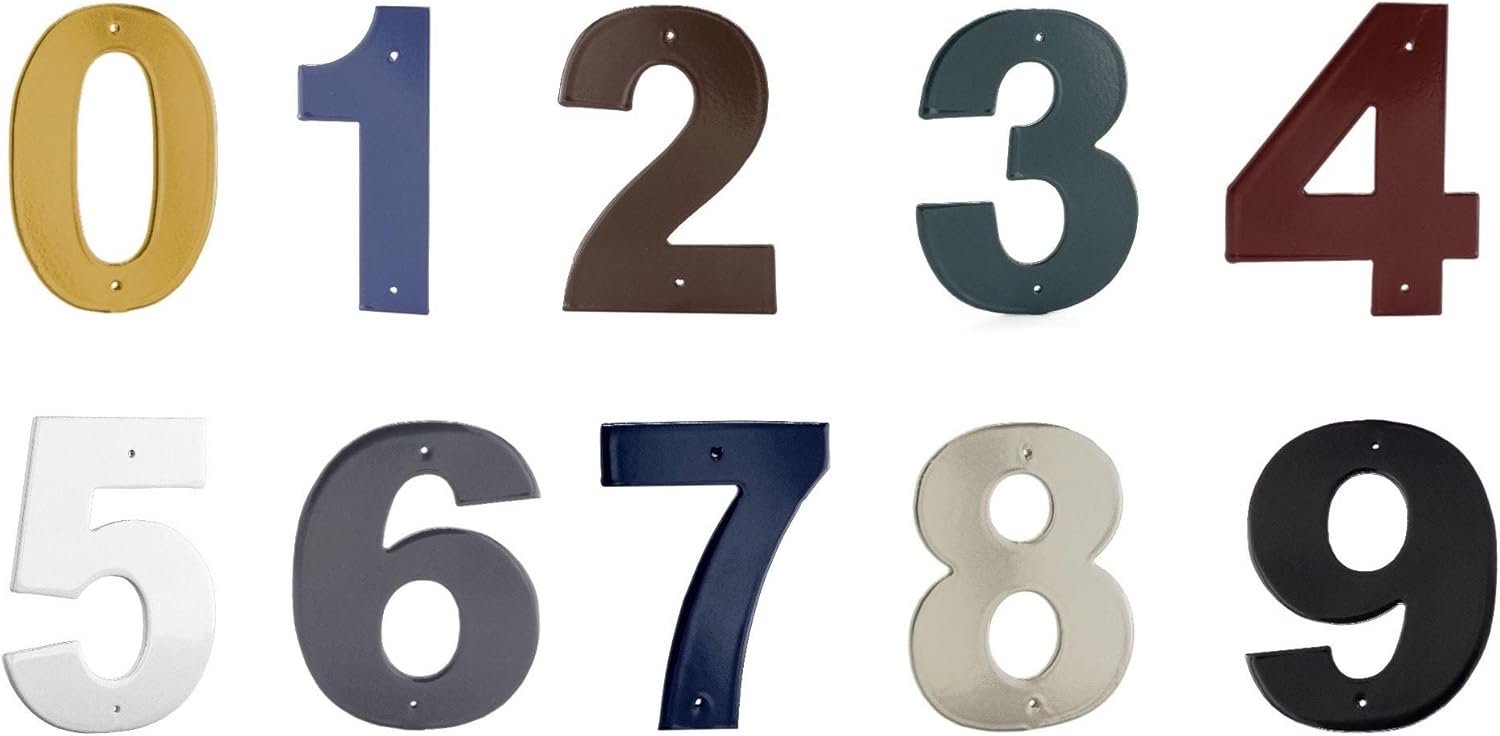 Números de casa Helvetica – Dirección de montaje empotrado – Más colores y tamaños para elegir – Aluminio sólido de 18″ de grosor – Números de
