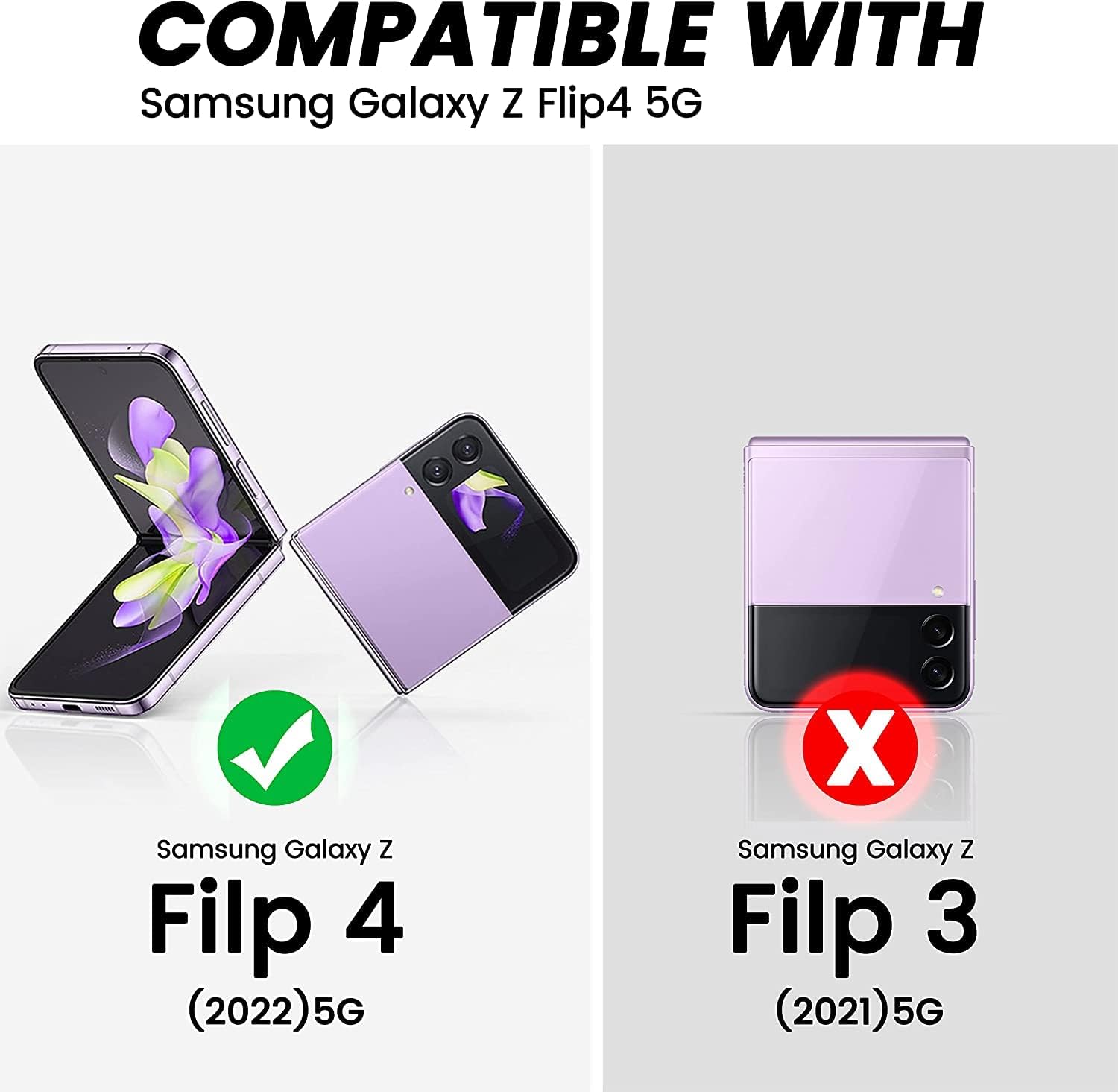 NGB Supremacy Funda compatible con Samsung Galaxy Z Flip 4 5G (2022) con soporte de anillocorrea para la muñeca, funda protectora con purpurina