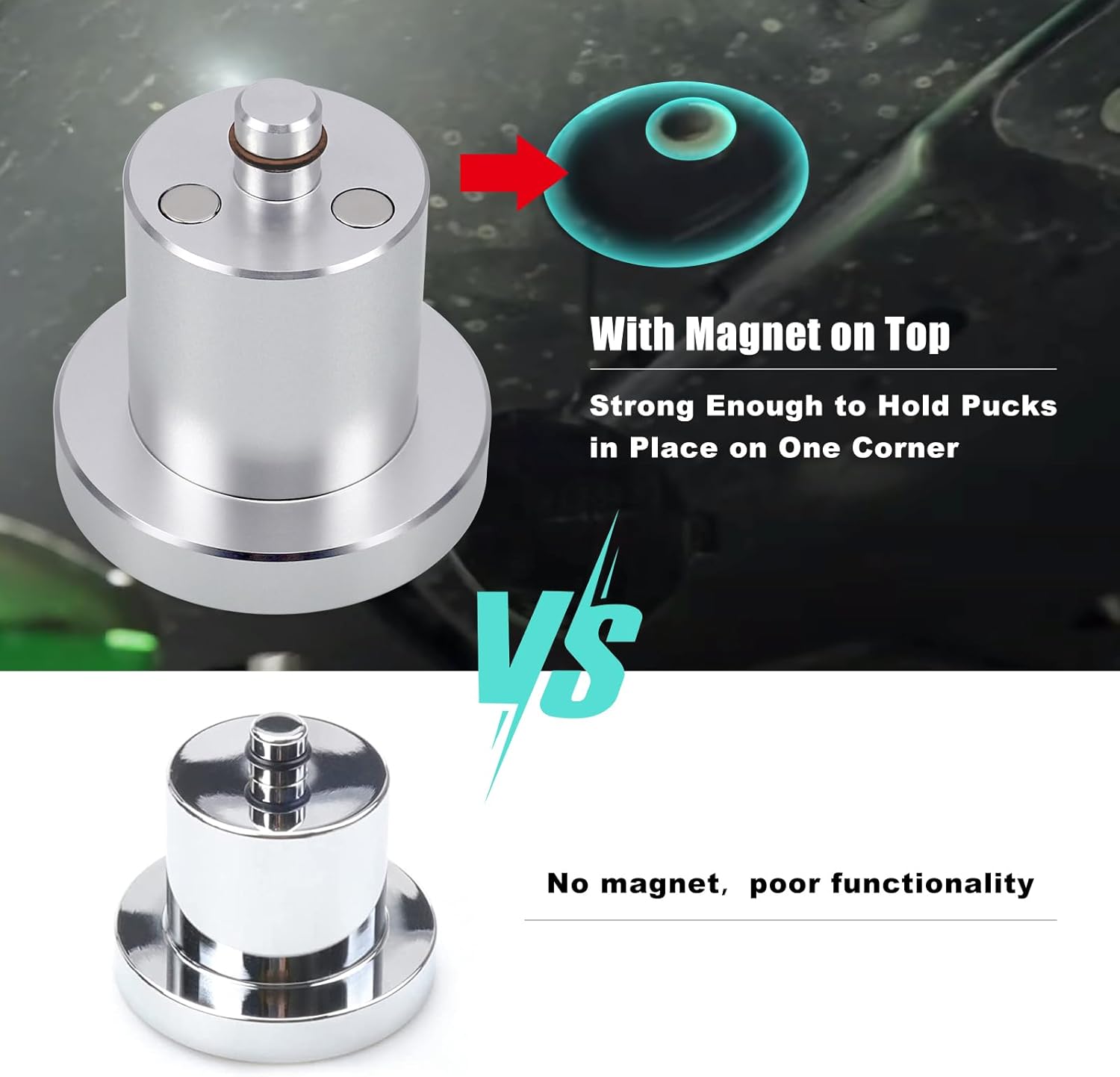 RULLINE Jack Pucks de aluminio Jack Jack Lift Pad Adaptador de punto de elevación con magnético y fácil de sostener en la esquina compatible con
