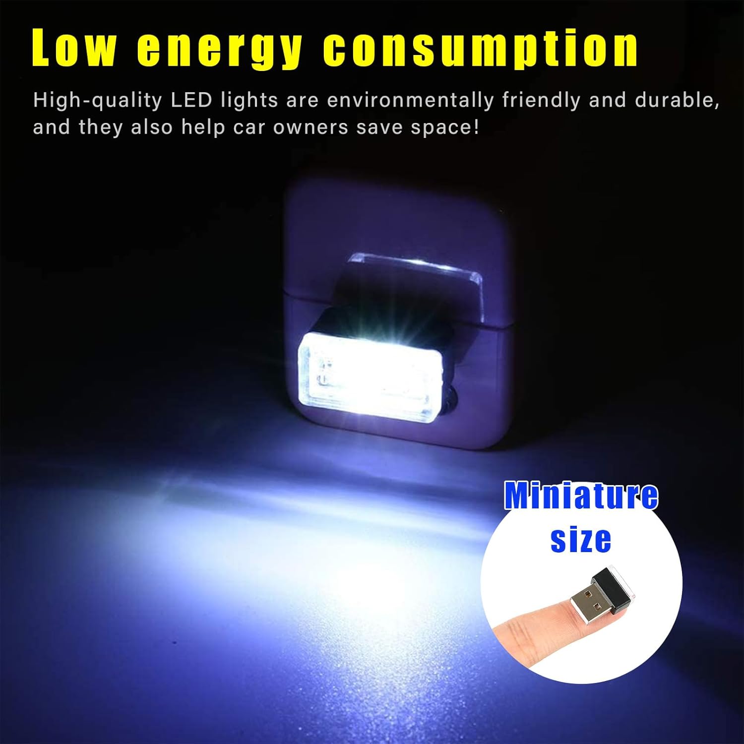Augeny 4 lámparas LED USB para el interior del automóvil, luz nocturna decorativa USB enchufable, kit de iluminación ambiental portátil, accesorios