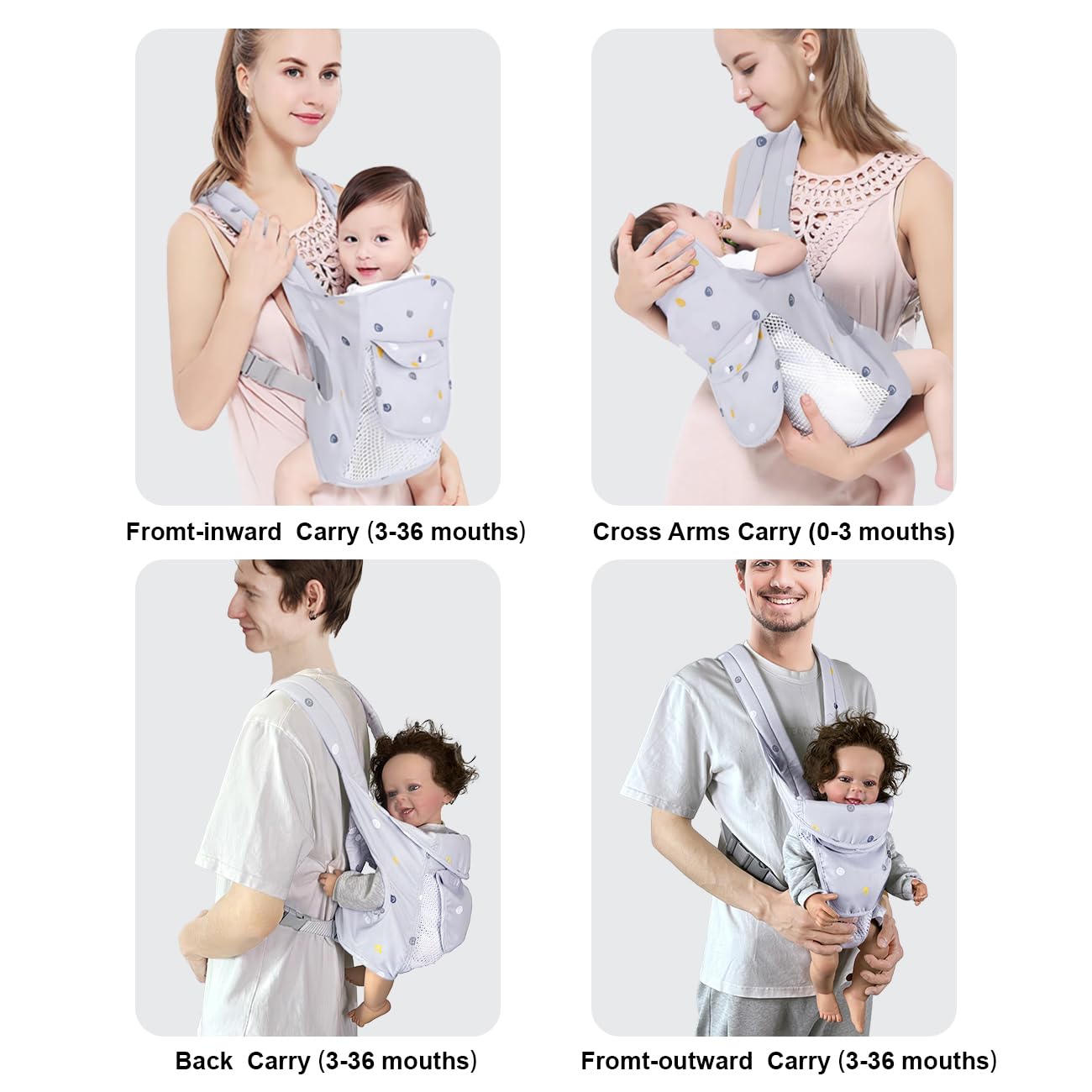 Portabebés para recién nacidos a niños pequeños con bolsillo, portabebés suave para recién nacidos, 4 en 1, portabebés para recién nacidos y