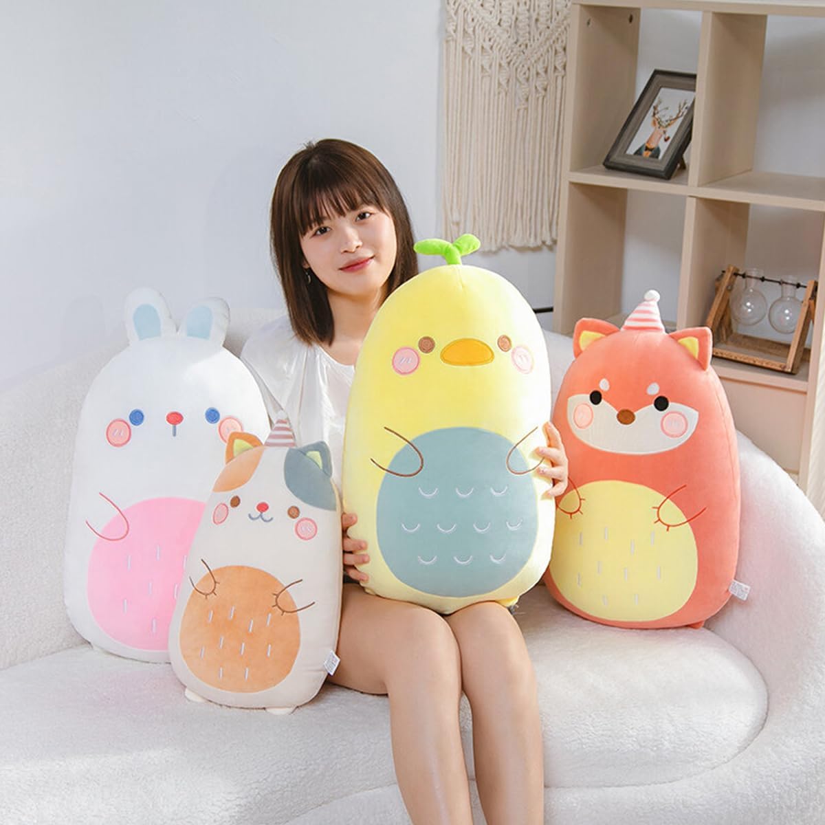 Almohada de peluche de pato para abrazar, bonita almohada de peluche de animal de peluche, almohada suave de peluche de dibujos animados para niños