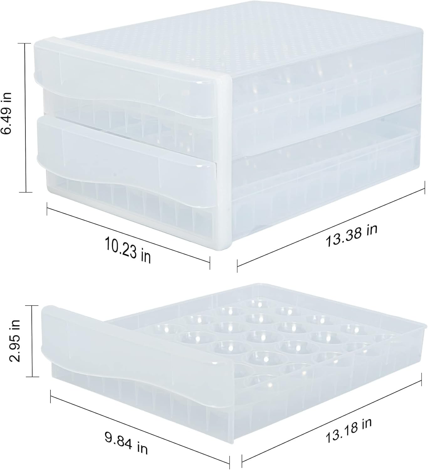 WAYTRIM Cajón de huevos de plástico para huevos, cesta de huevos, organizador de nevera con asas, contenedor de almacenamiento para refrigerador,