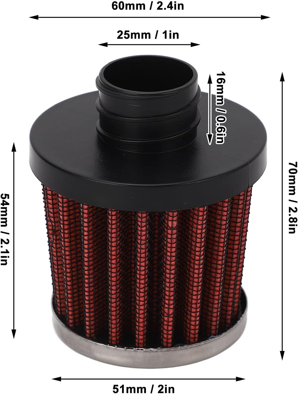 Filtro de aire de entrada universal de 0.984 in, filtro de entrada de aire con abrazadera para calentador Webasto