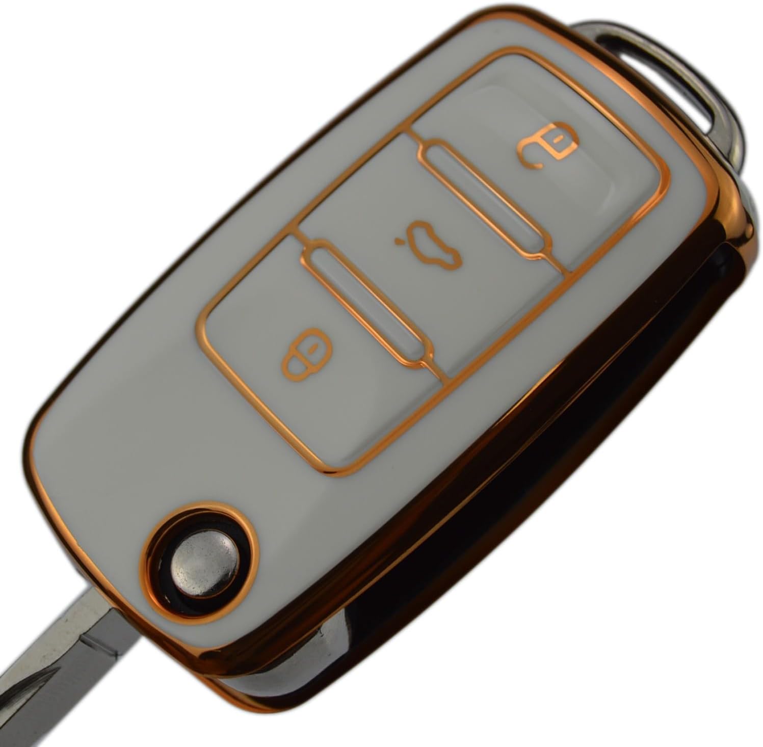 Funda protectora brillante para llave de control remoto para Volkswagen VW Beetle CC EOS Golf GTI Jetta Passat Tiguan Touareg 3 botones Flip Key