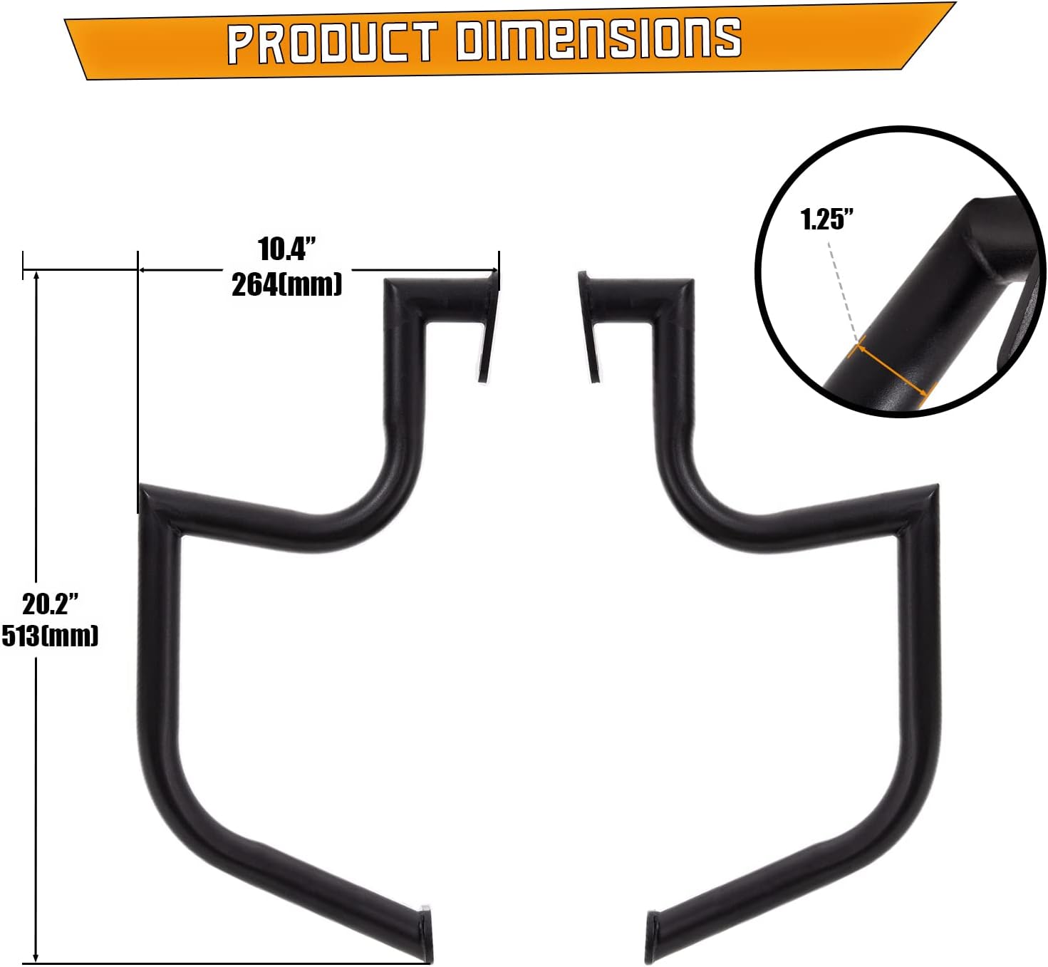 Barra de choque para VTX 1800 VTX1800N VTX1800R VTX1800R VTX1800S VTX1800 Honda (negro mate)